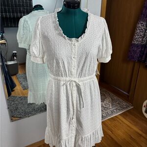NWT Nanette Lepore white eyelet knee length dress, size 14